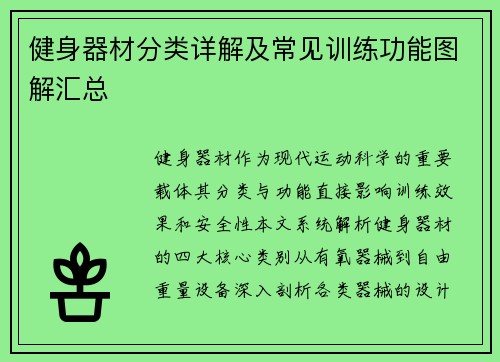 健身器材分类详解及常见训练功能图解汇总