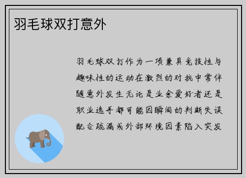羽毛球双打意外